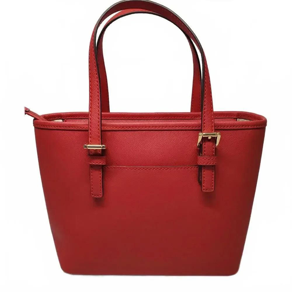 Michael Kors Red Saffiano Leather Small Tote Crossbody Bag‎ Gold Hardware